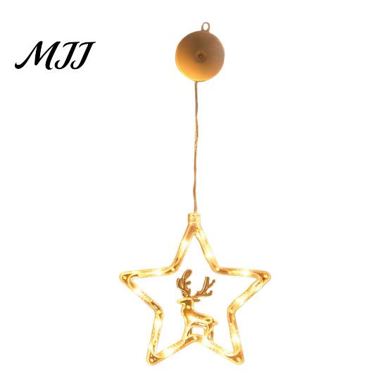 No Drill Glass Wall Decor LED Christmas Star Window Light, Tree Letter Suction Cup Hanging Lamp Versatile Party Venue Decorations for