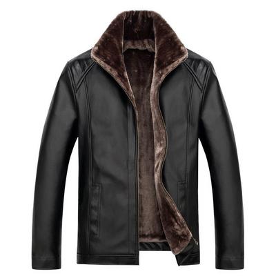 Big Size Men Stand Collar Fuax Fur Coat Winter Leather Jacket Winter Warm Outwear