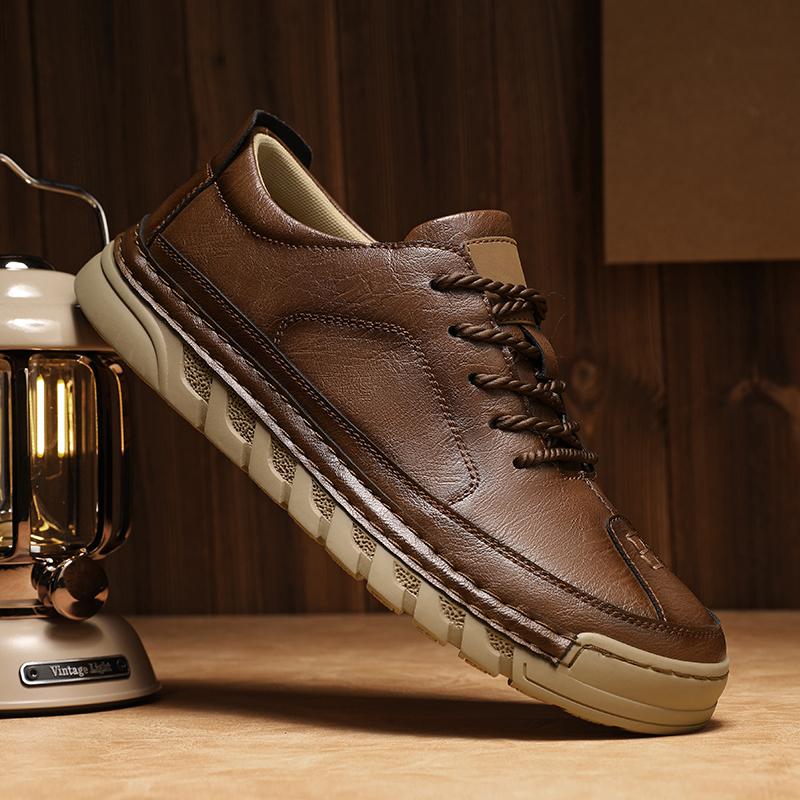 Fashion Lightweight Men's Casual Leather Shoes Comfortable Walking Shoes Suitable for Daily Wear Hiking Shoes Treking Footwear Sneakers