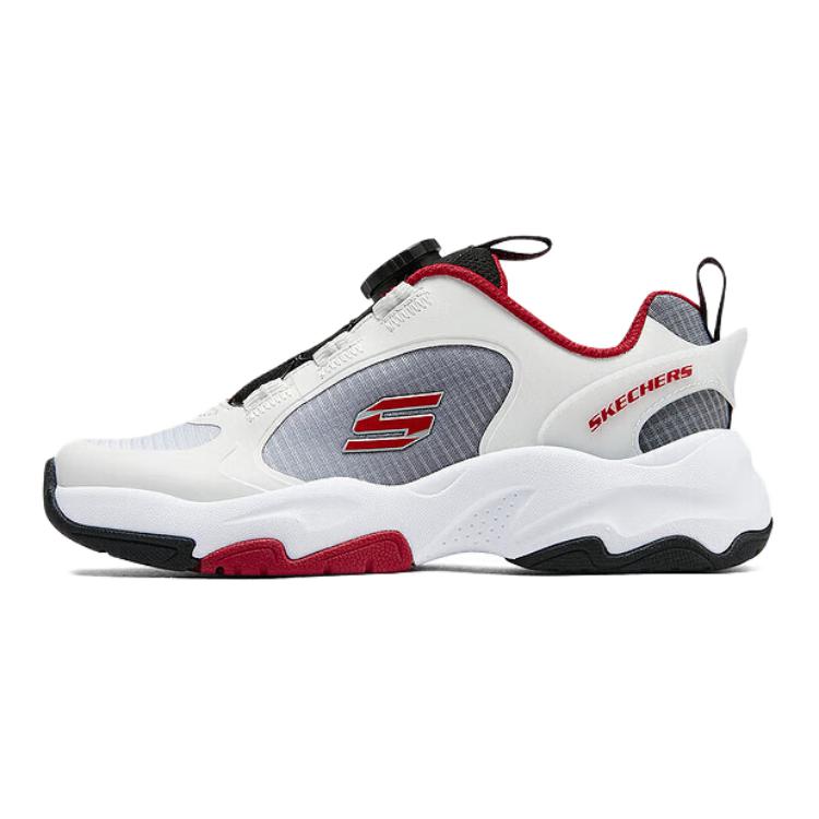 Skechers Kids Boys Comfortable Versatile Non-Slip Durable Low-Top Running Shoes Kids sneakers White Charcoal 405264L-WBKR 27.5