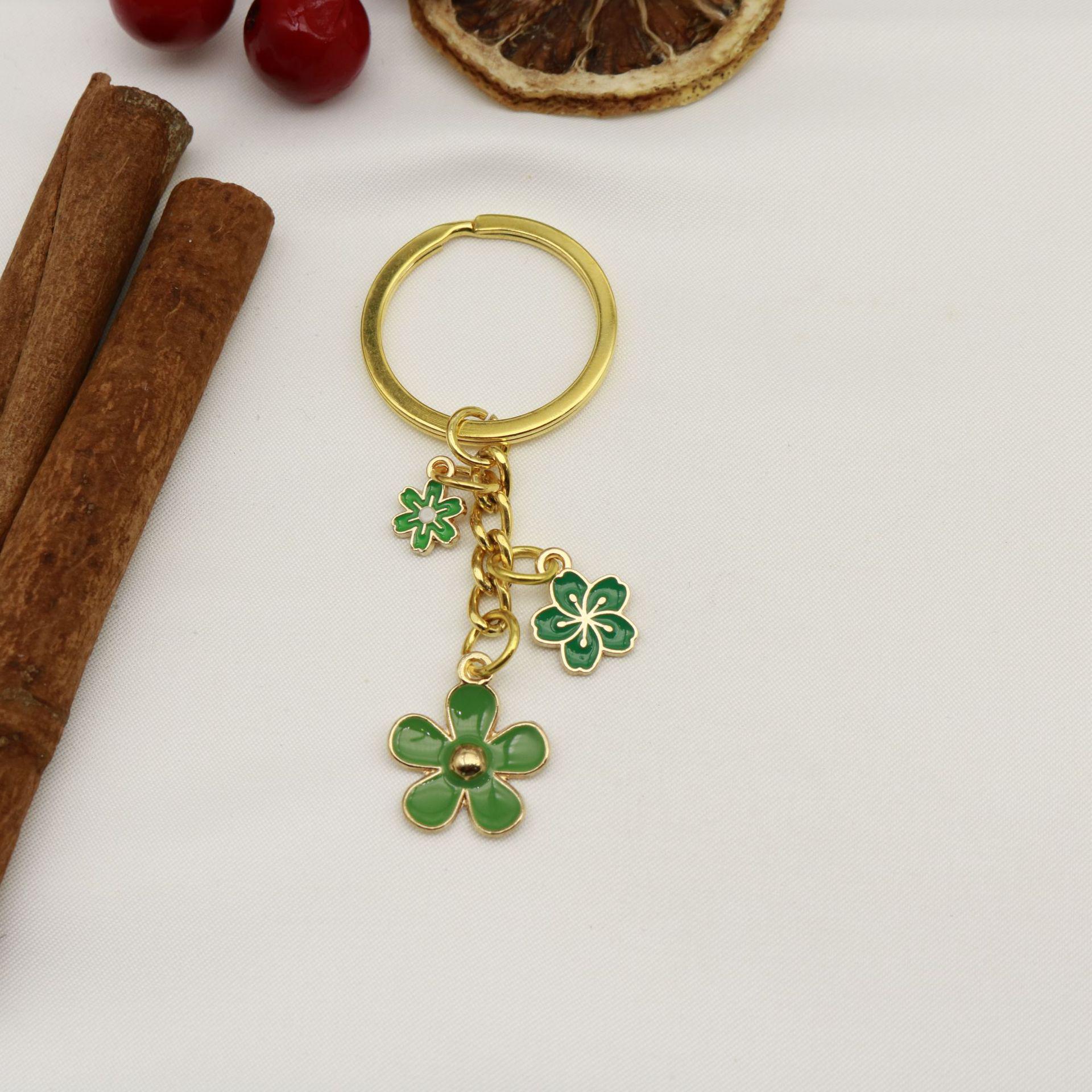 Blue Flower Petal Drip Oil Alloy Keychain Ornament