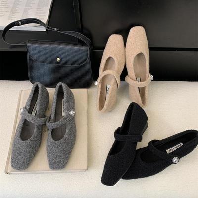French Velvet Single Shoes Women's 2025 Autumn and Winter New French Fairy Fluffy Shoes Women Wear Flat Mary Jane Cotton Shoes