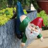 Flowerpot Dwarf Statue Planter Hanging Gnome Figurine Resin Dwarf with Pants Hanging on Branch Ornament for Garden Fence Window Box