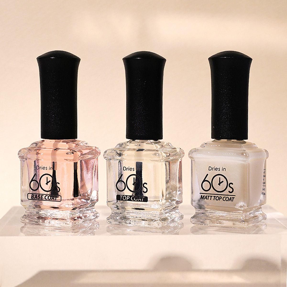 60-Second Drying Manicure Basic 3-Piece Set (Base Coat + Top Coat + Matte Top Coat)