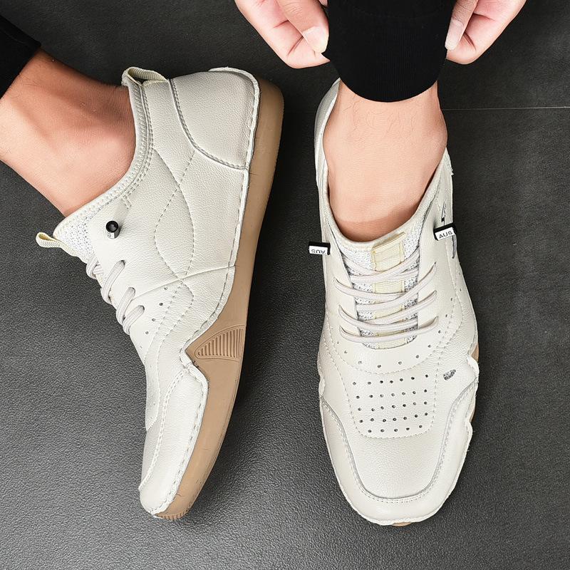 Men's shoes 2025 new shoes men's trendy shoes spring and summer breathable men's sports and leisure shoes leather soft-soled beanie shoes