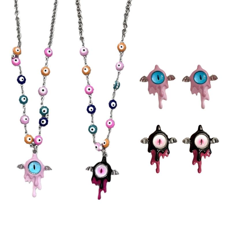 Evil Eye Necklace Evil Eye Ear Pins Sweet and Fashionable Alloy Accessories Evil Eye Jewelry for Party Wedding Daily