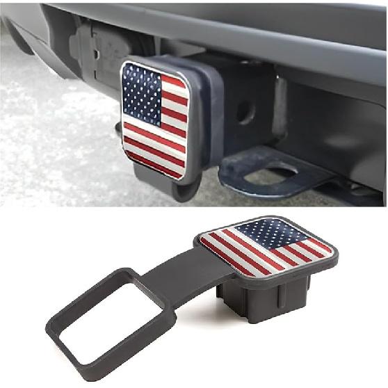 2 Inch Trailer Hitch Cover, American Flag Tube Plug Ert Cap Fit For 2" Receivers, Car Exterior Accessories, US Patriotic Tow Hitch Cover For Most