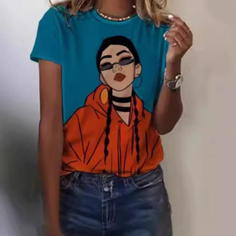 Summer Fashion 3D Digital Printed Loose Casual Short Sleeved Top T-Shirts Women’s