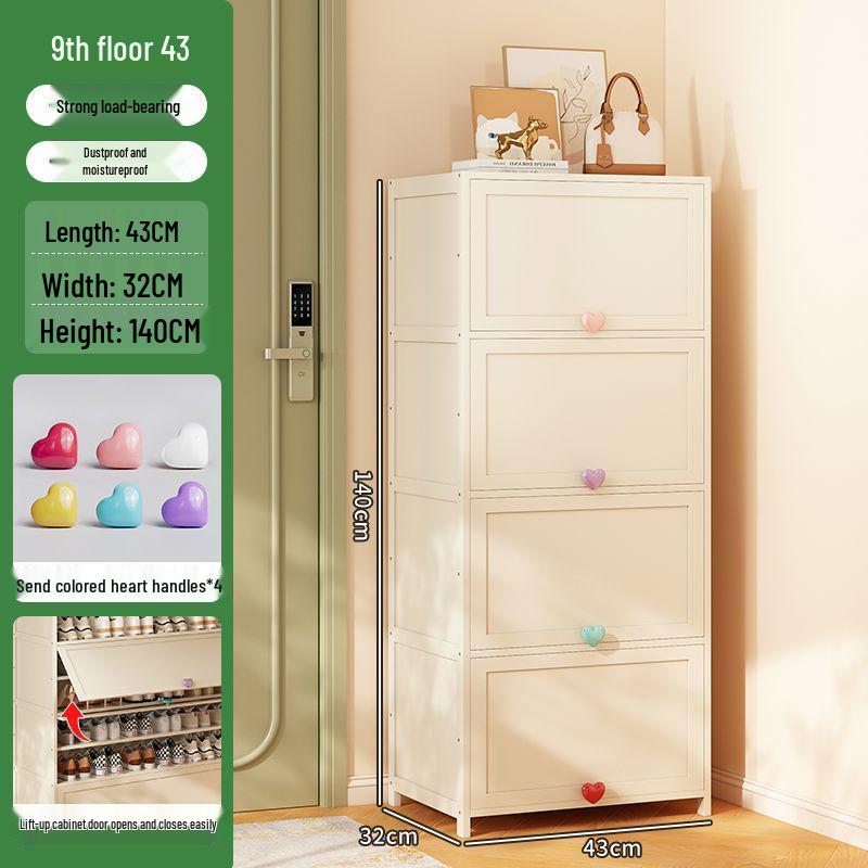Cream Multi-Layer Off-White Shoe Cabinet - Space-Saving Hallway Storage Rack