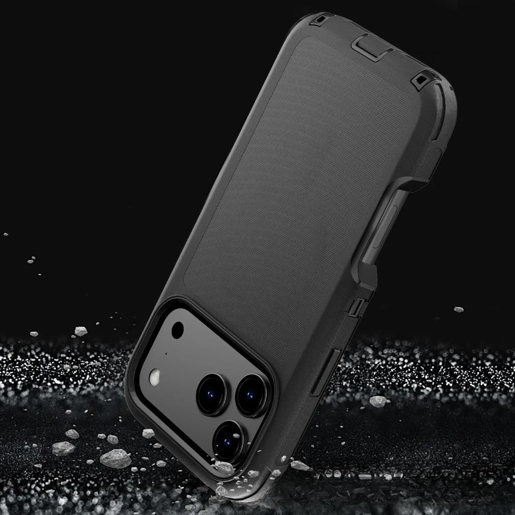 3IN1 Military Shockproof Armor Rugged Phone Case for IPhone 17 Pro Max Air 16 15 14 13 12 11 Defender Ott Box Cover Belt Clip