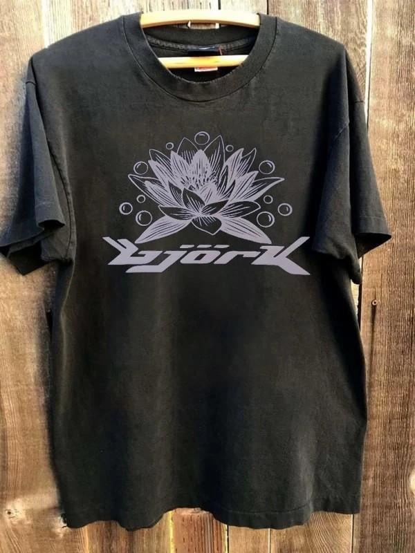 

Vintage retro Bjork rock tour concert short sleeve black color shirt Men Women Unisex T-Shirt S