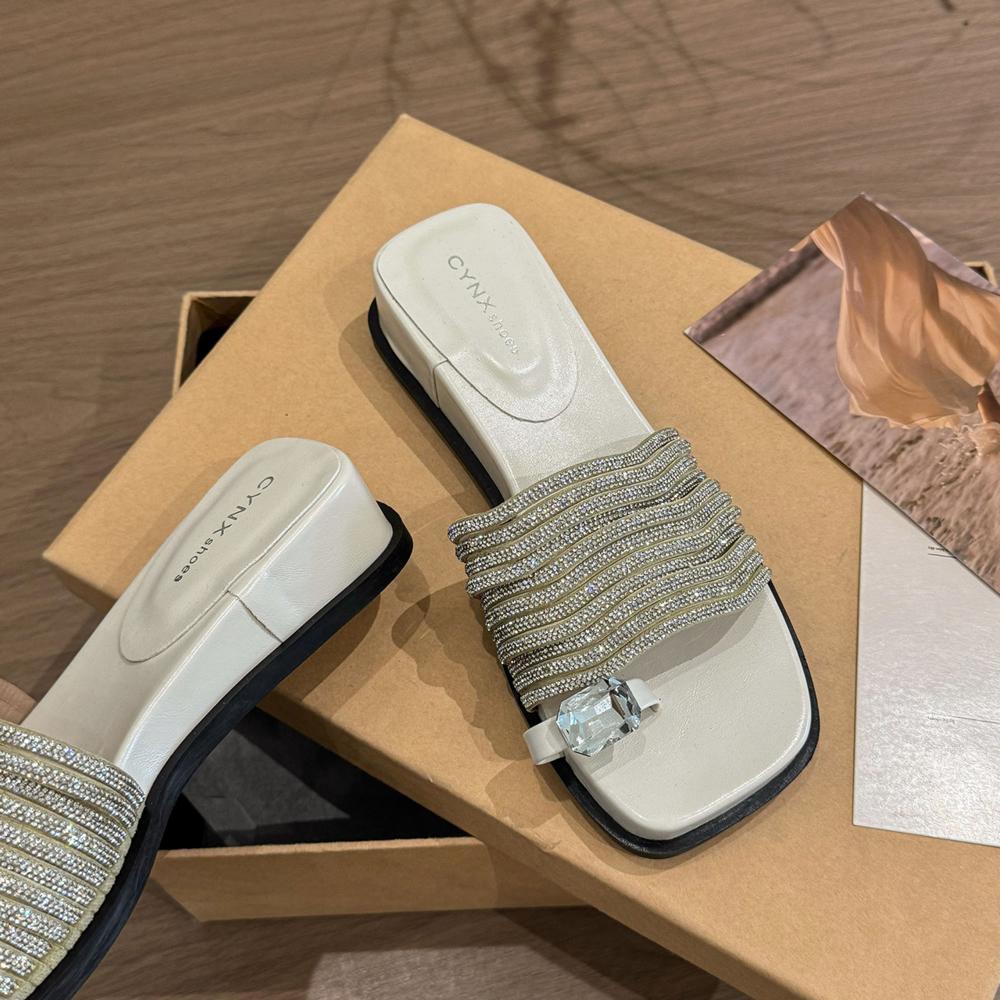 Slippers Women Summer Slides Fashion Shoes Rubber Flip Flops Heeled Mules Pantofle Luxury Soft Hawaiian High Glitter 2025