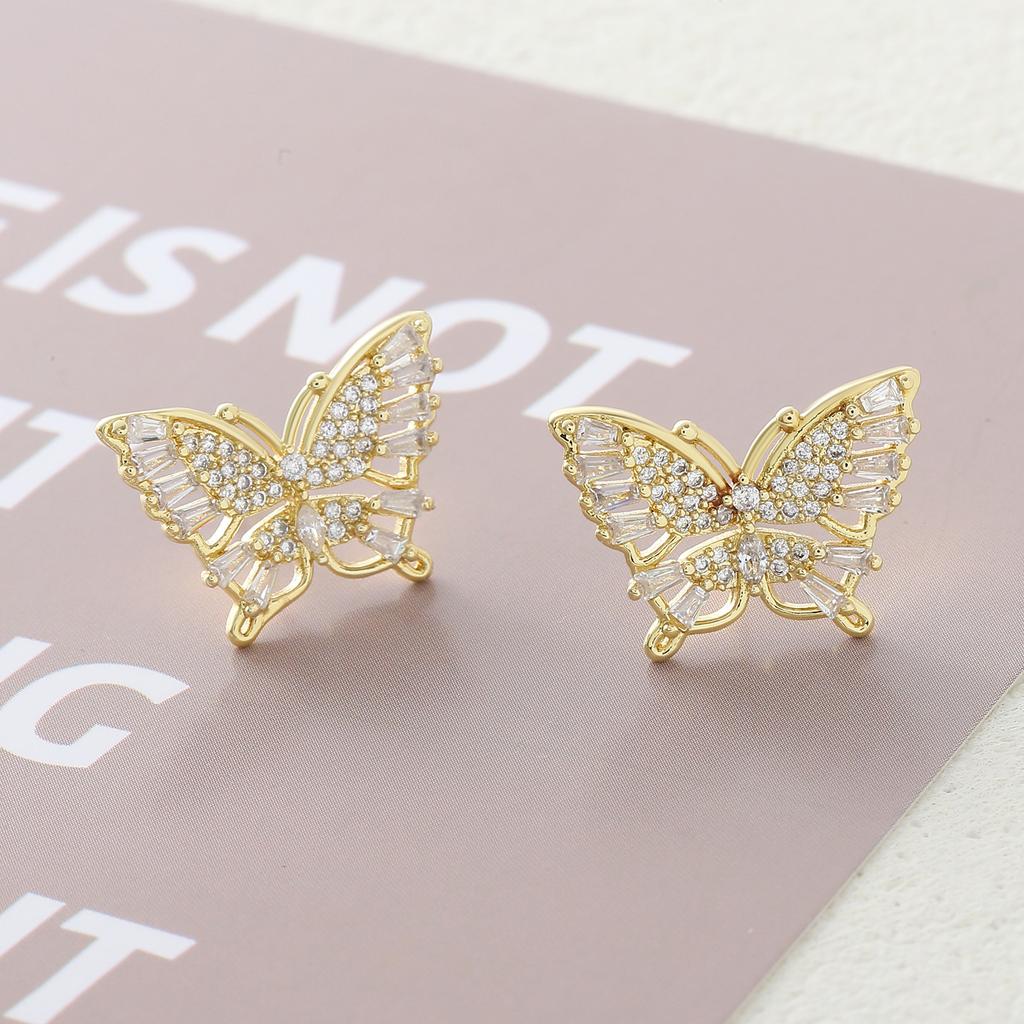 Hollowed-out Bow-shaped Stud Earrings - Butterfly-shaped Earrings for Women, High-end and Luxurious Zirconia Earrings