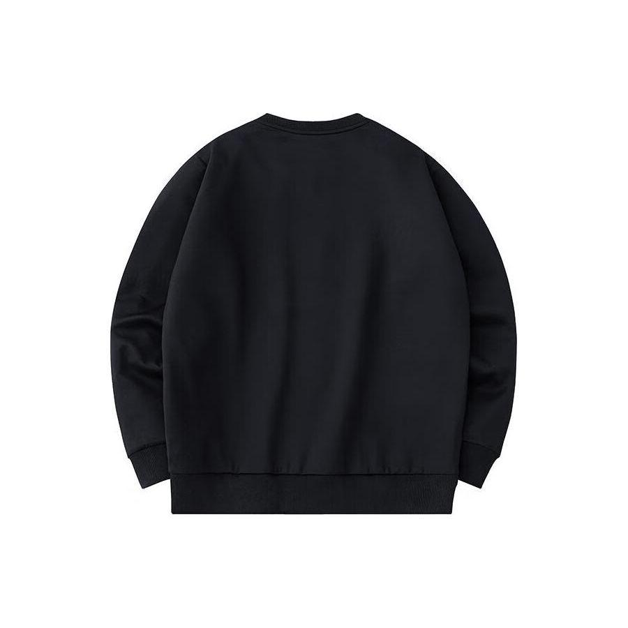 Anta Outdoor Series Solid Color Easy Care Crew Neck Knitted Pullover Sweatshirt Men Sweatshirt Basic-Black 152416703-3