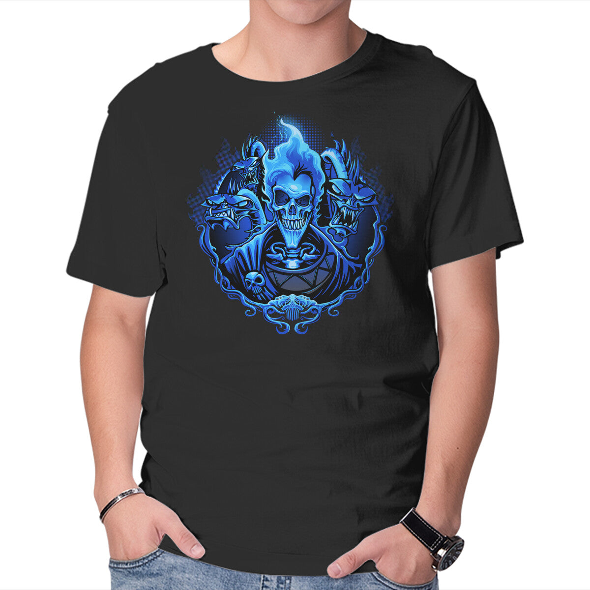 Unisex Crew Neck T-Shirt God Of Underworld Graphic Short Sleeve Casual Tee M