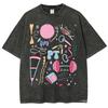 Women'S Short Sleeve T-Shirt, Loose Wash Top, Unisex, Cute,