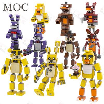 Horror Game Characters MOC Building Blocks Creative Midnight Bear Action Figures Decoration Models Bricks Assembly Toys For Kids