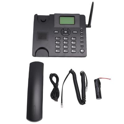 Wireless GSM Desk Telephone Quadband Dual SIM Card 2G Fixed Cordless Phone with Antenna Radio Alarm Clock for Home Call