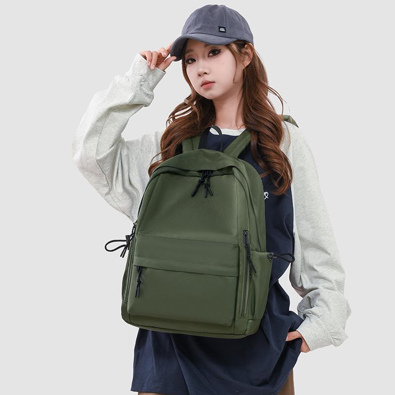 Solid Color Backpack Men's And Women's Large Capacity Travel Backpack Student Schoolbag