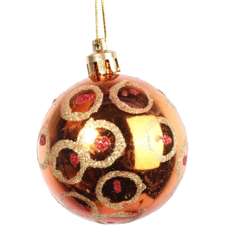 Set of 16 orange plastic baubles 6 CM