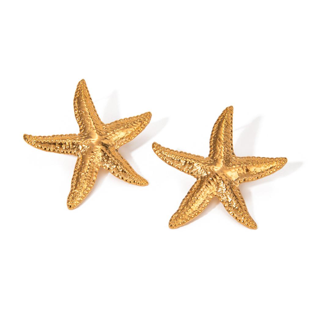 Stainless Steel Stud Earrings for Women - Elegant Ear Accessories Featuring Star-shaped Seashell Designs