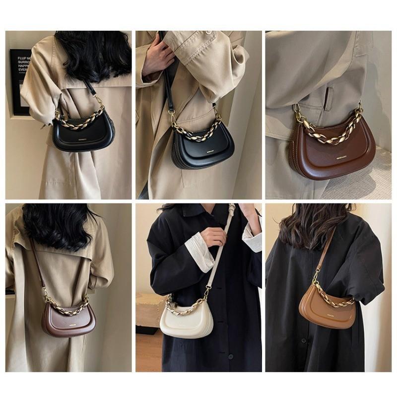 IELGY Women's Fashion Chain Underarm Bag, Versatile One-Shoulder Commuter Textured Tote