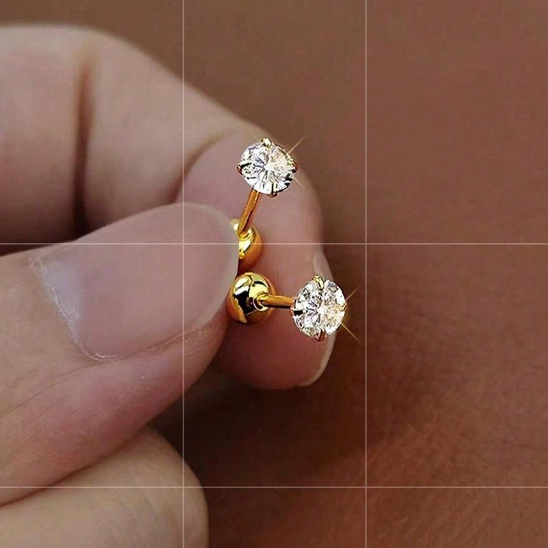 6 Stück/Set Elegante Minimalistische Damenohrringe, Titanstahl Eingelegt mit Künstlichem Zirkonia Ohrstecker, Glänzend & Praktisch für Ohrlochstechen