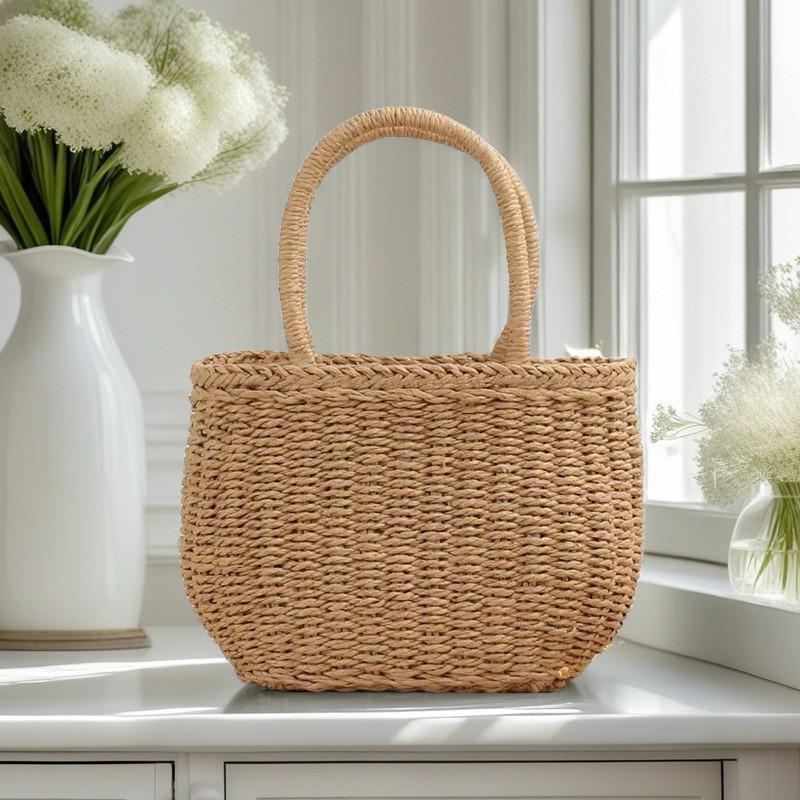 

Ins Wind Straw Woven Bag Small Simple All-match Portable Female Niche Drawstring Beach Cross-slung хакі