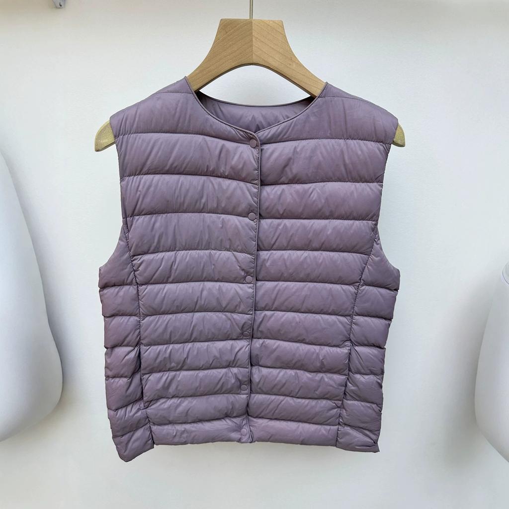 White duck down Pinghu light down jacket, vest liner, round neck V-neck variable thermal vest, vest, free storage bag.