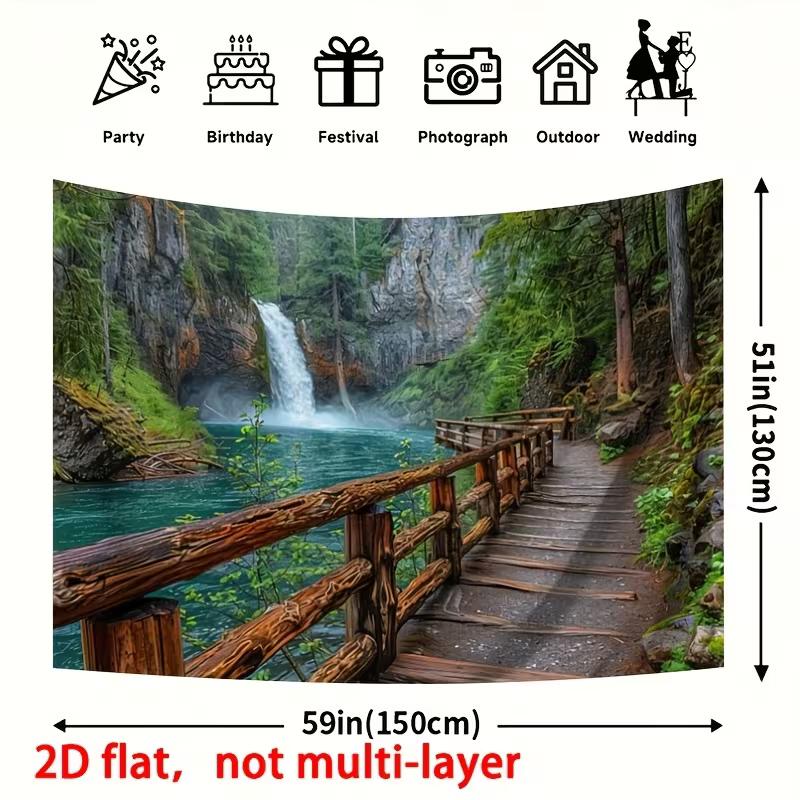 2D Turquoise River Waterfall Tapestry Nature Scenery Photography Background