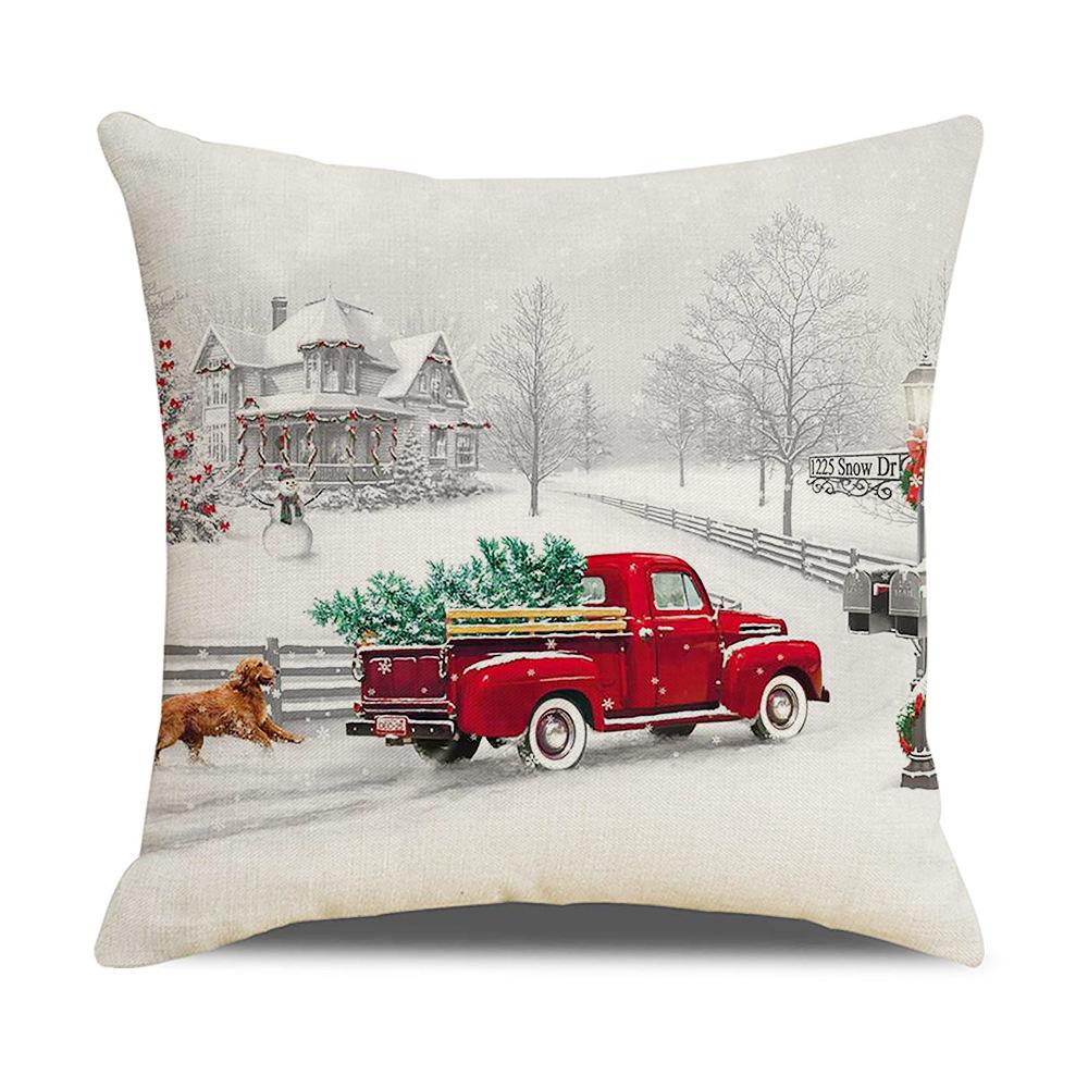 Weihnachtskissen Aquarell Cartoon Leinen Kissenbezug Europäischer Stil Nachttisch Kissenbezug Neuer Wohnstil