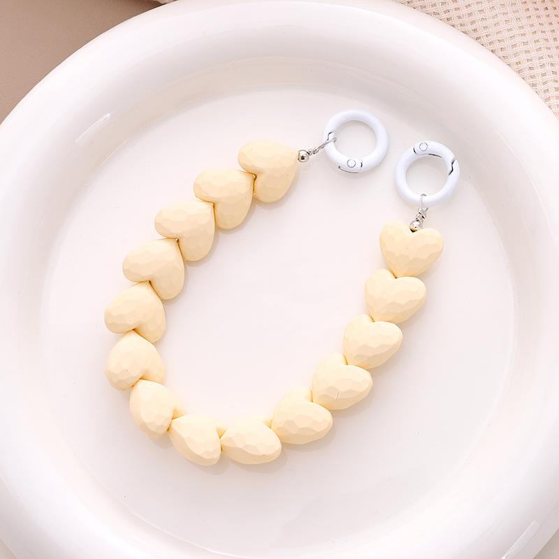 Touch Paint Cut Peach Heart Beaded Phone Chain Hanging Chain Phone Case Carrying Chain