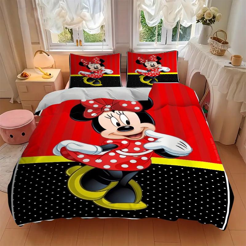 Minnie Mouse Celebration Print 3Pcs Bedding Setduvet Cover With 2 Bedropillowcase Home Birthday Gift