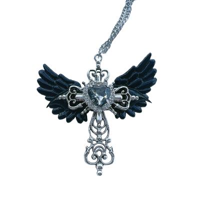 Goth Sexy Zubehör Flügel Kreuz Anhänger Halskette Für Frauen Herz Halsband Punk Charme Halskette Schmuck Zubehör