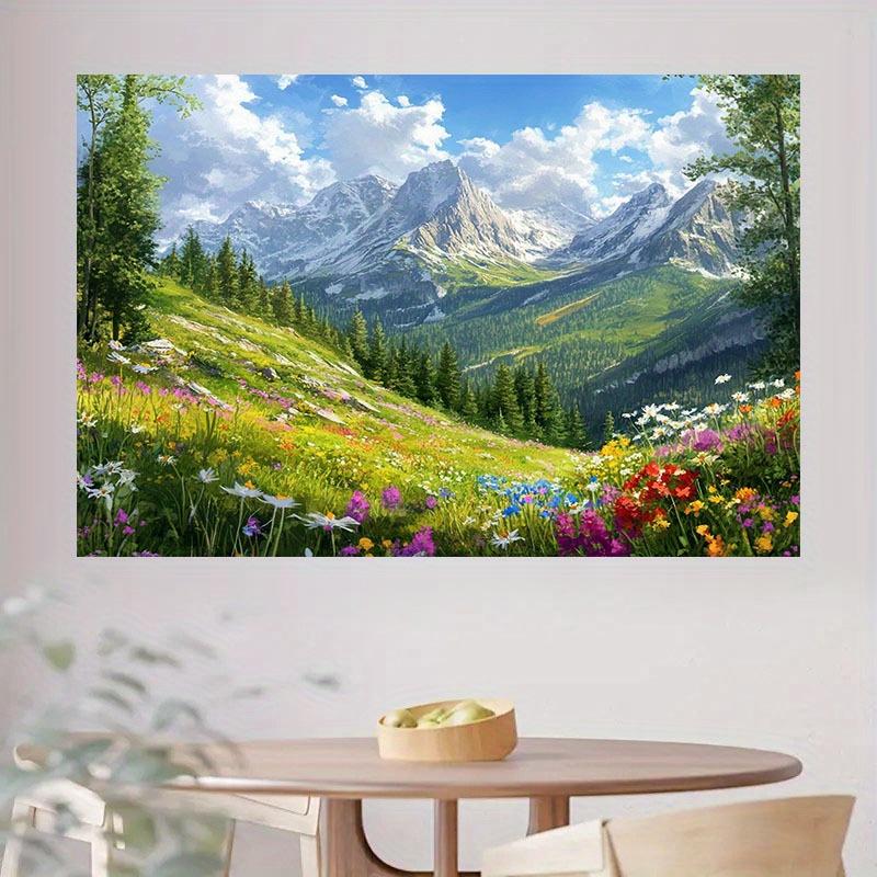 1 2D Alpine Mountain Scenery Photography Background Cloth | Durable Polyester Fabric, Suitable for Festivals and Events