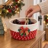 Durable Woven Bins Cotton Rope Storage Basket, Cute Christmas Theme Organizer, Handmade Bowls Decorative Fabric Bin for Snacks And Sundries