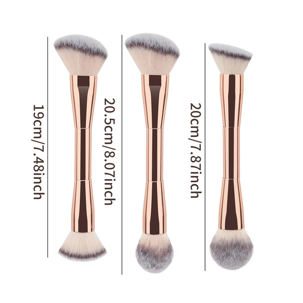 New all-aluminum tube double-head brush, flame trim contour, blush brush, loose powder brush, flat head oblique head foundation brush, multi-function