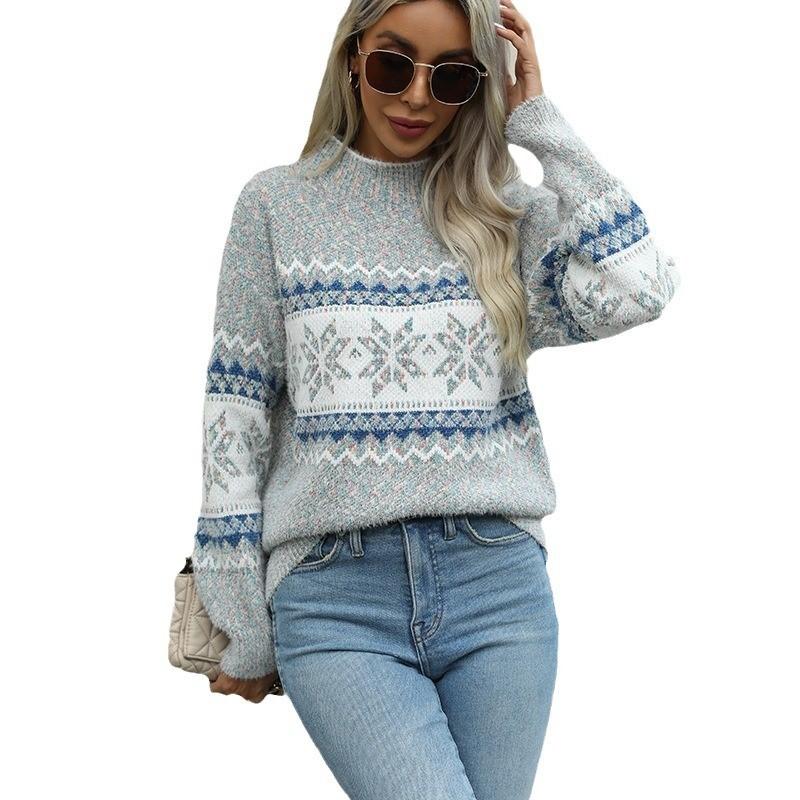 Autumn Winter Women Mock Neck Sweaters Fashion Female Long Sleeve Knitwear New Lady Christmas Tops Knitted Warm Pullovers