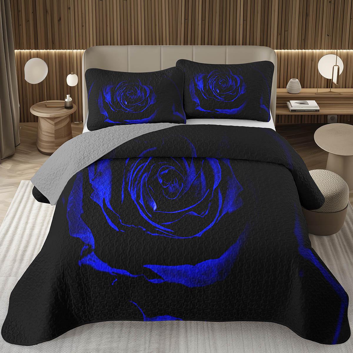 Romantische Rozen Sprei Queen/King/Twin Botanisch Bloemen Dekbed Valentijnsdag Gewatteerde Beddengoedset voor Meisjes Vrouwen Kamerdecor EU Single 135x200cm