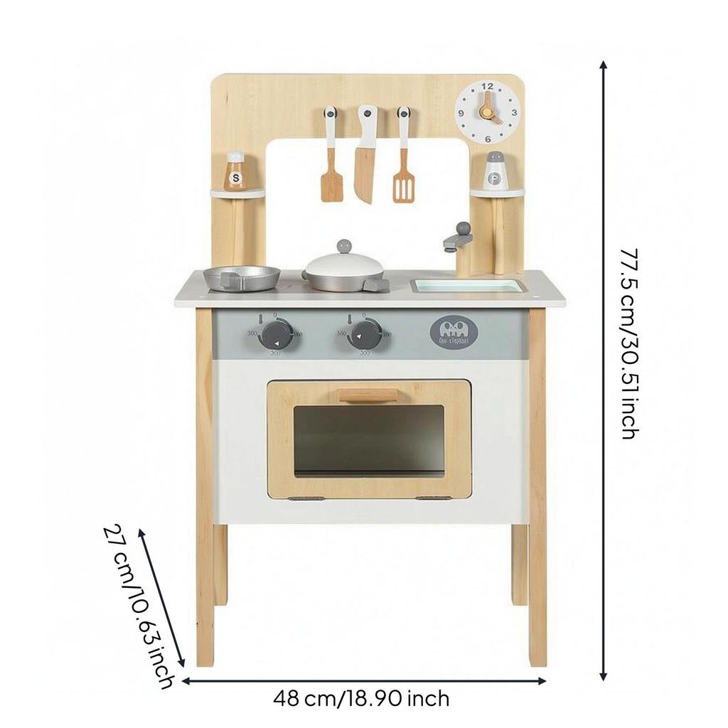 Wooden Play Kitchen Freestanding Toy Set Utensil Accessories Young Cooks Playset Blue
