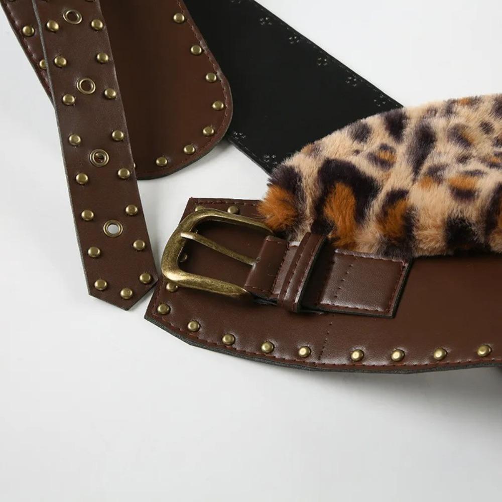Retro Waistband Faux Fur Plush Belt Sexy Bandage Belt  for Women Trendy Accessories