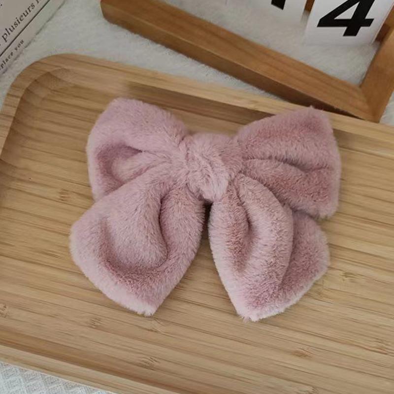 Warm Imitation Mink Fleece Hairpin Plush Big Bow Hairpin Top Clip Spring Clip Hair Accessories Headdress