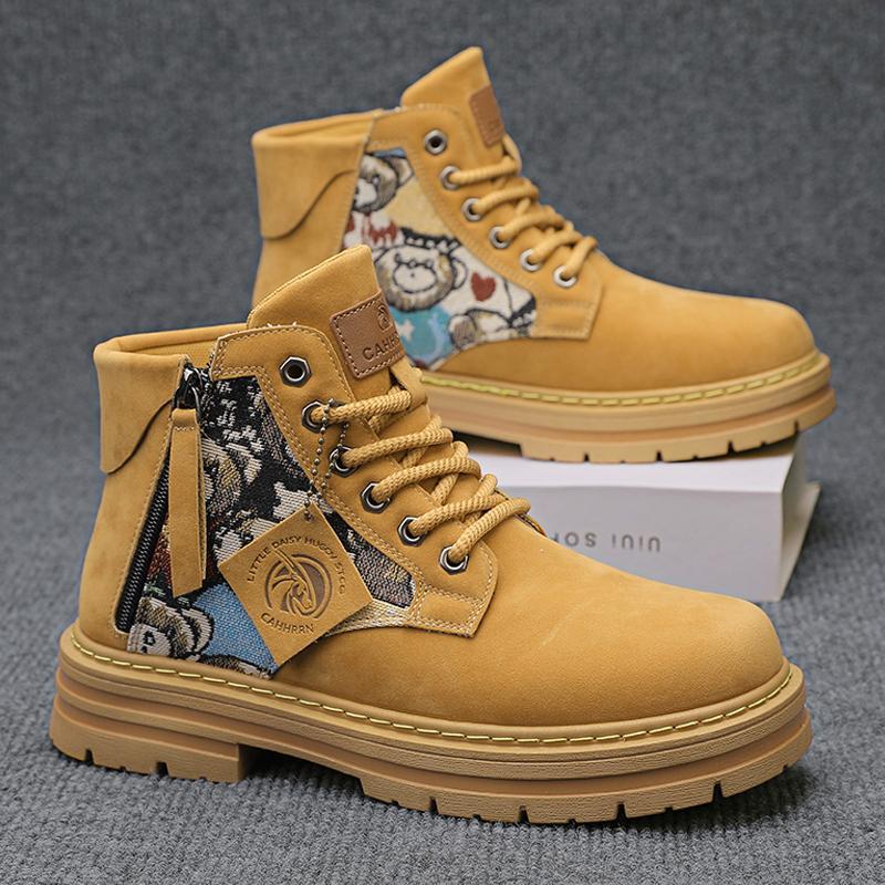 Autumn men's shoes new breathable high-top Martin boots men's trend versatile thick-soled non-slip tooling shoes casual short boots