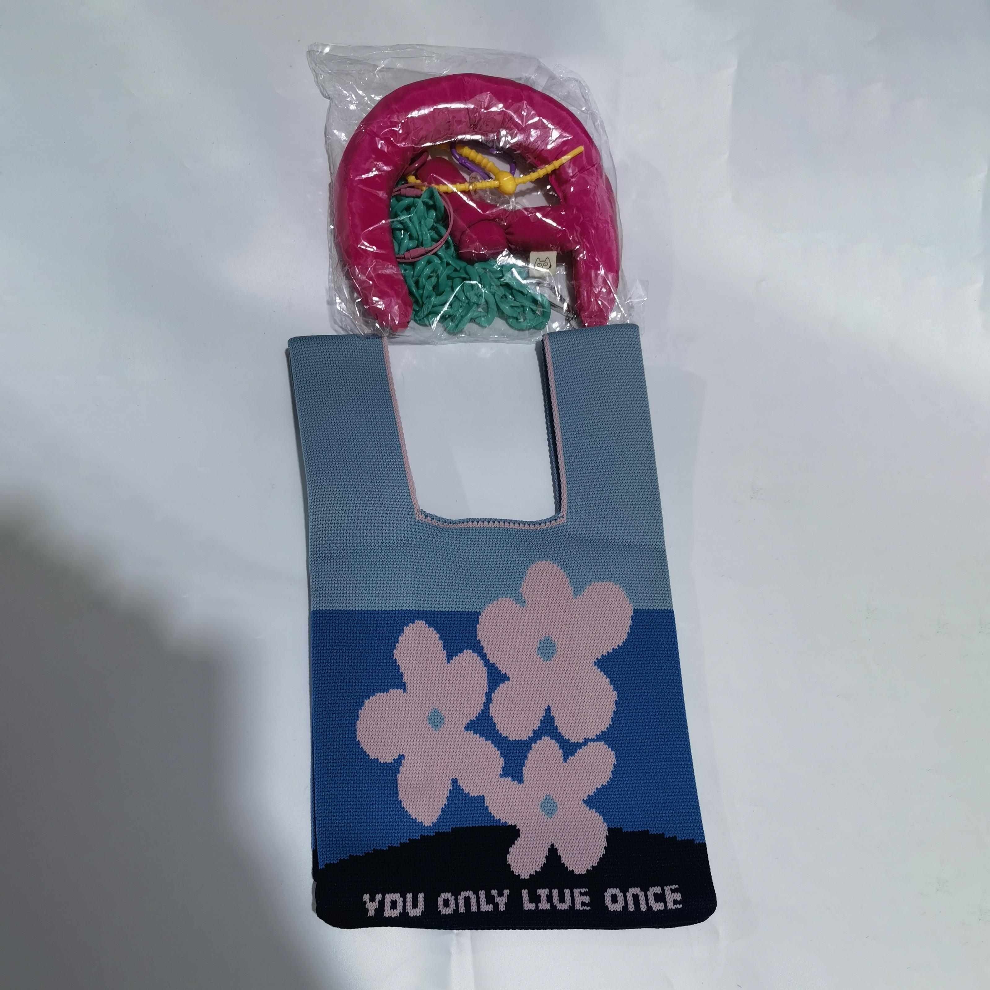 

1 шт. Сумка Niche на одно плечо Oblique Span Chain с подвеской Spice Girl - вязаная подмышечная вставка и тканая сумка для стильного заявления синий