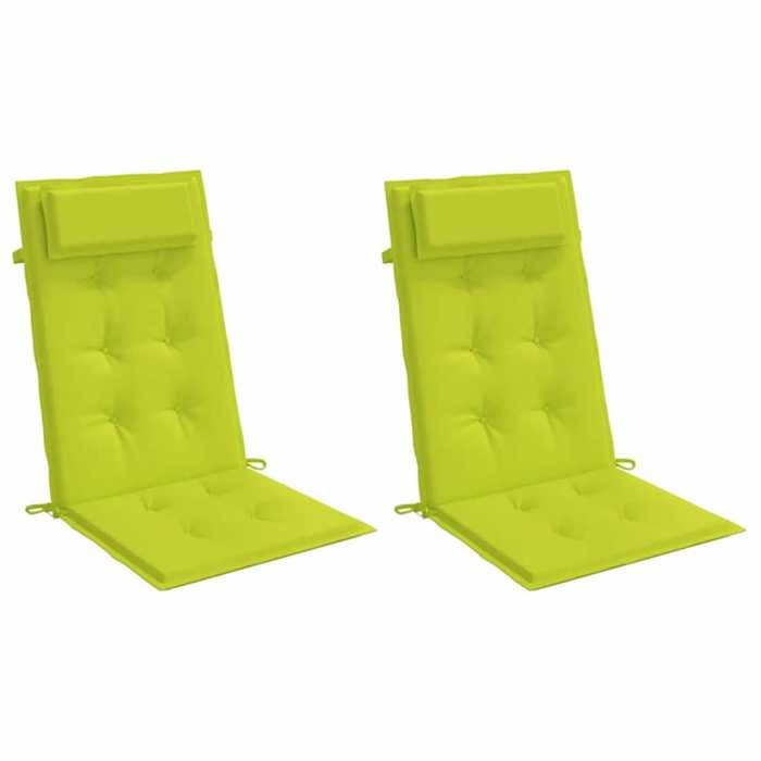 VidaXL Coussins de chaise à dossier haut lot de 2 vert vif, coussin, coussin de chaise, coussin de siège, coussin de canapé, 361907