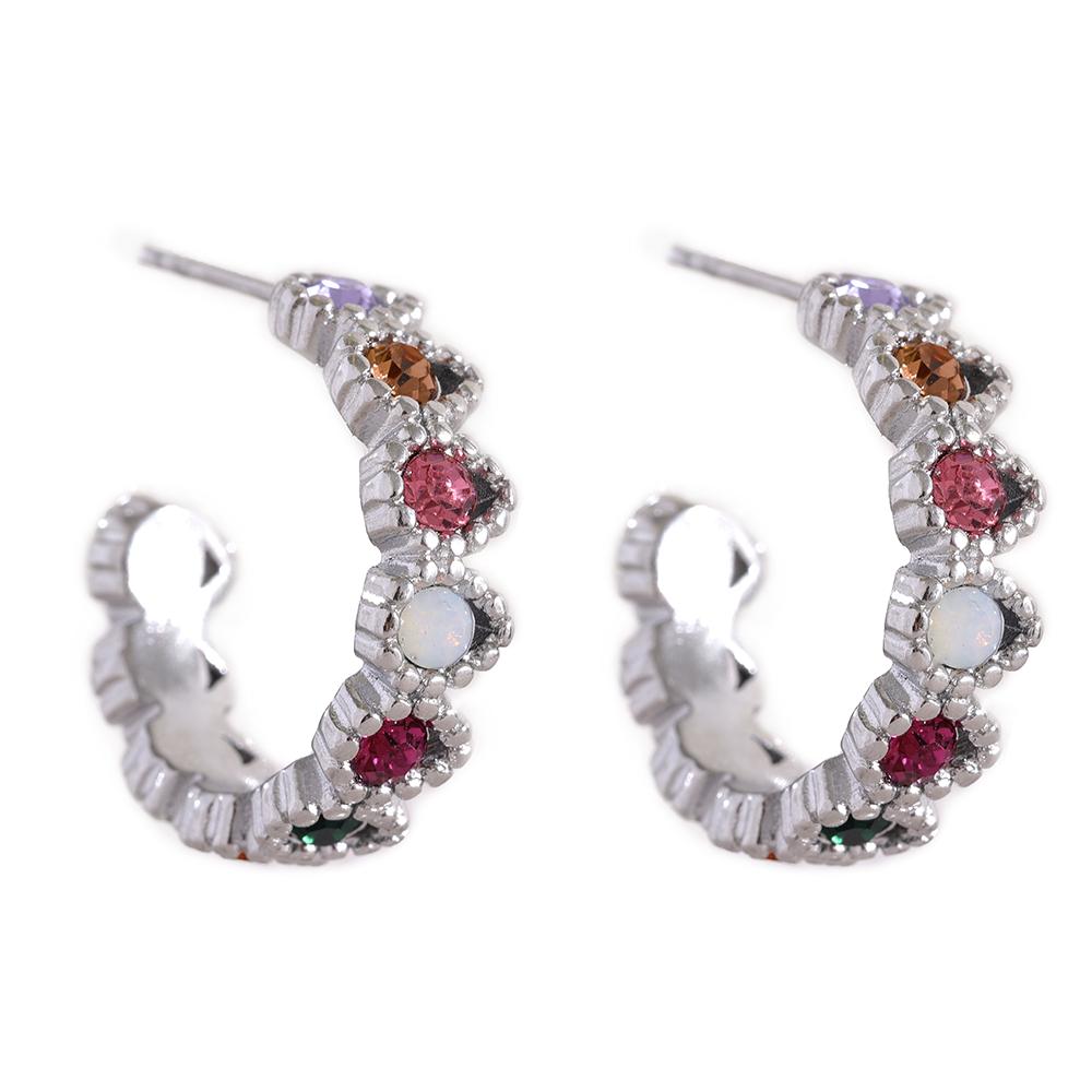 

Yhpup Delicate Heart Colorful Cubic Zirconia Stainless Steel Gold Color Pvd Plated Fashion Earrings for Women Gala Gift Jewelry