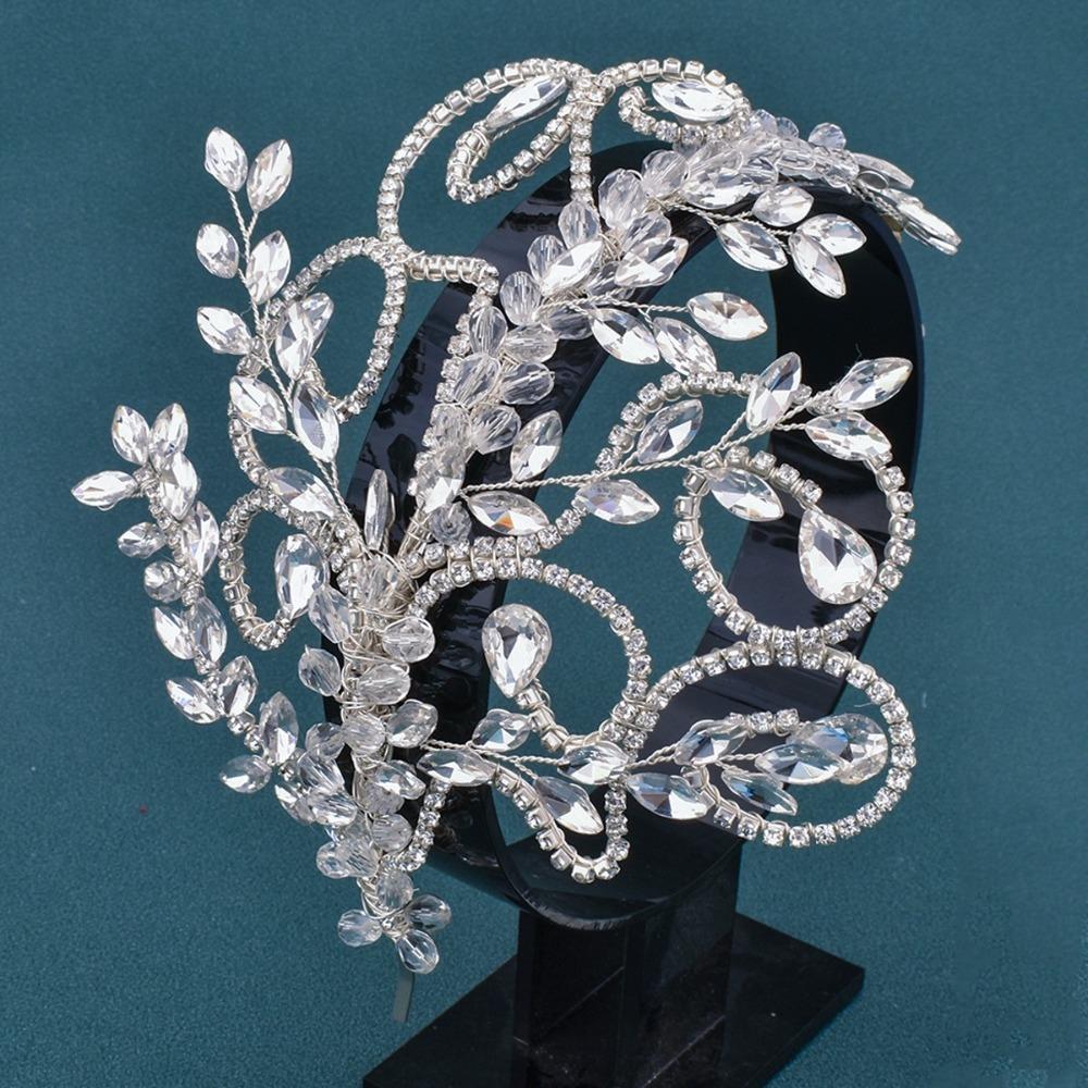 Rhinestone Wedding Hair Accessories Leaf Design Bridal Headband Bridal Headpiece  For Women