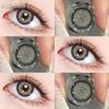 (0~-7.00 Grade) EYESHARE Colored Brown Contact Lenses with Grade Myopia Gray Natural Pupils for Eyes 14.2mm Prescription Lens