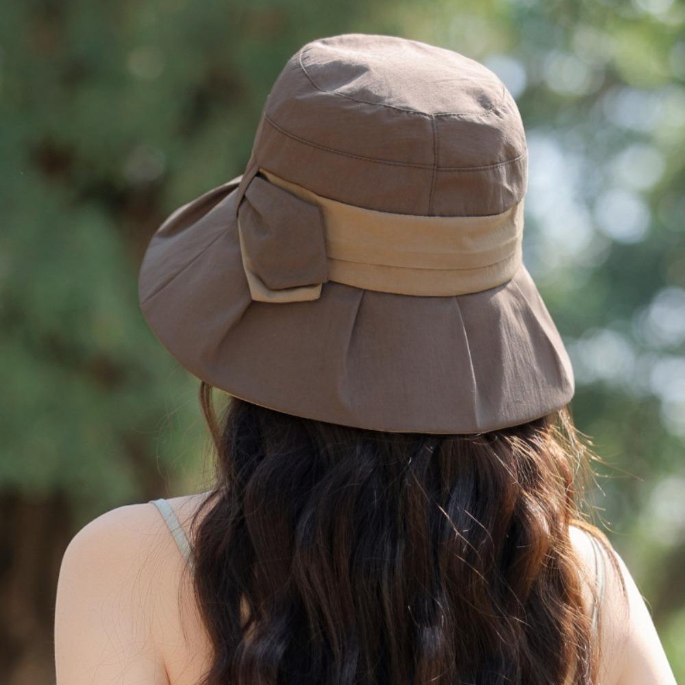 

Thin Style Ladies Sun Hat Solid Color Basin Cap Outdoor Dome Fisherman Hat Camping Trip кавовий