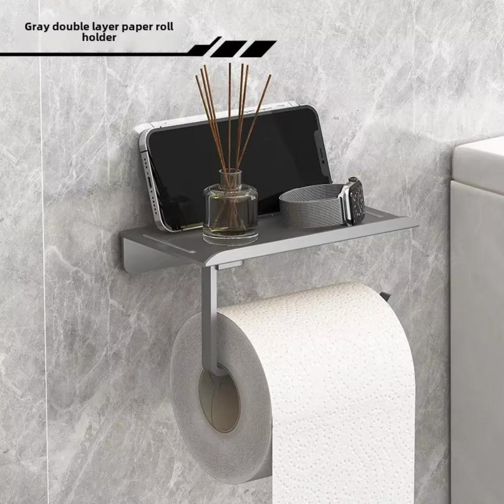 Self Adhesive Toilet Paper Roll Holder Plastic Mobile Phone Rack Toilet Manager Holder Bathroom